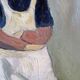 Old acrylic painting on canvas, country decoration.