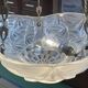 Art Deco suspension in moulded-pressed glass with geometric decoration signed Degué.