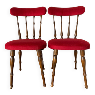 Paire de chaises en velours années 60-70