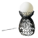Handcrafted wrought iron lamp with a white opaline globe.