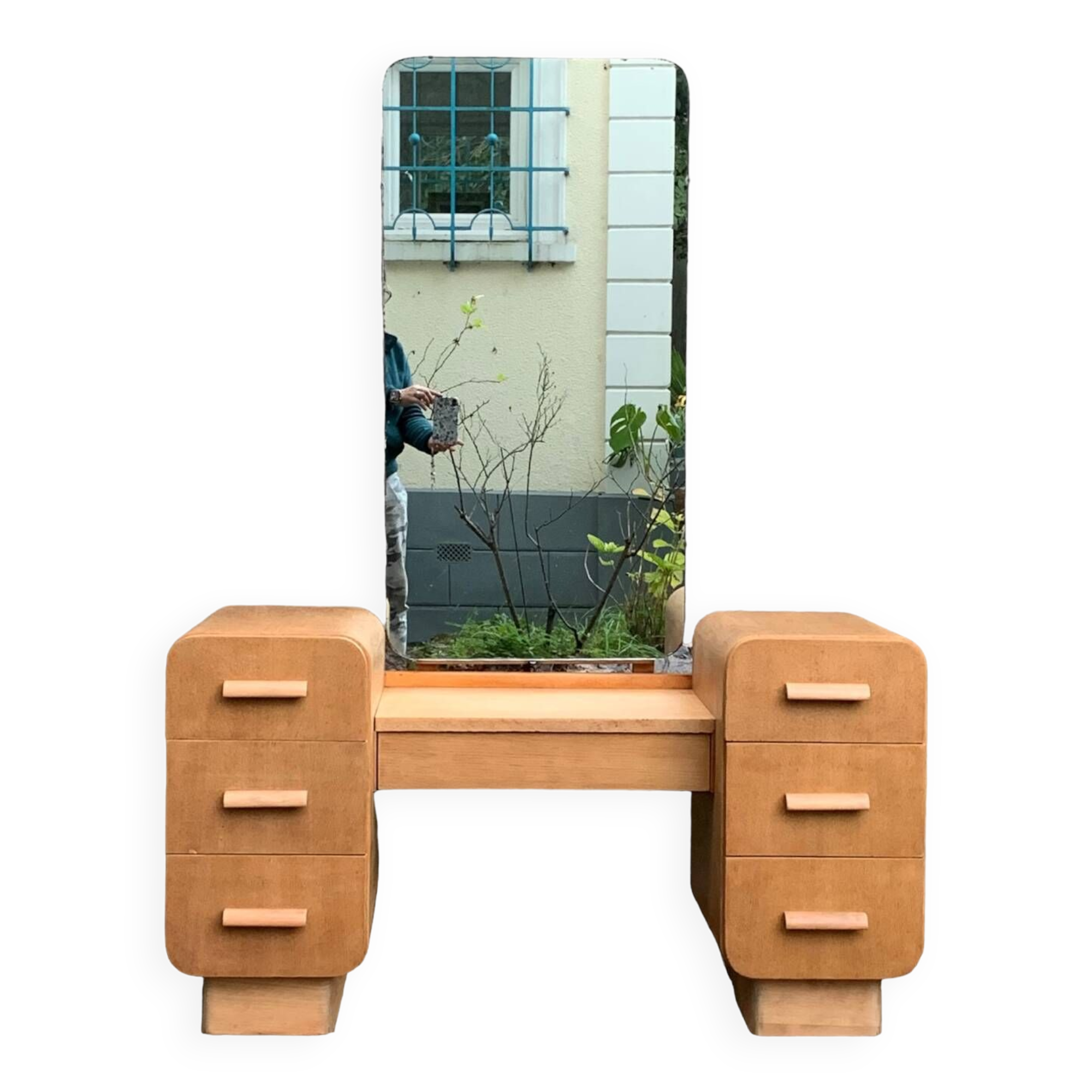 Art Deco dressing table in raw oak produced by Tatra Nabytok Czechoslovakia 1950