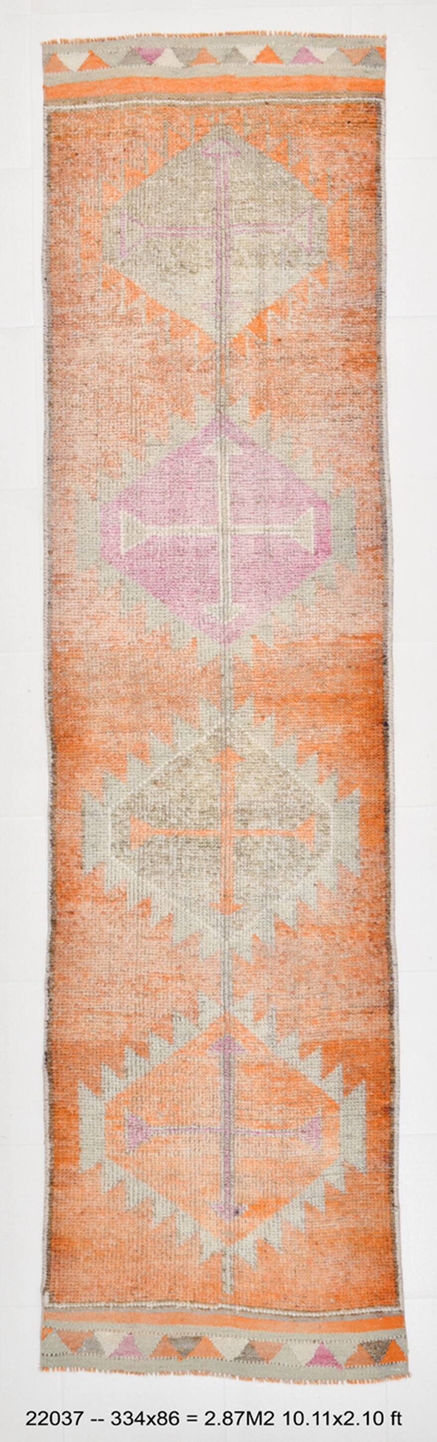 Tapis de couloir vintage rose et orange