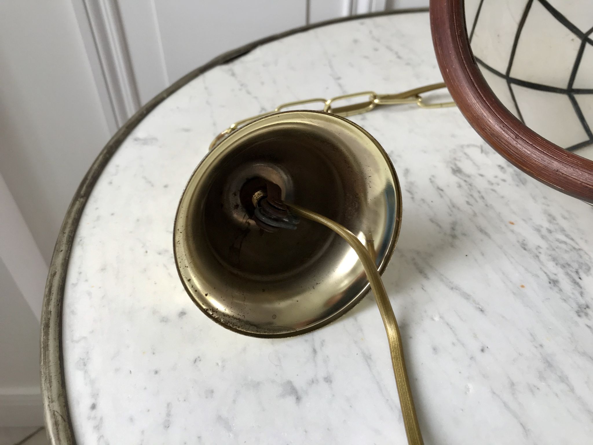 Suspension in mother-of-pearl and bamboo / wood 50s