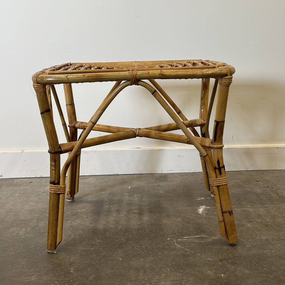 Vintage Italian bamboo square coffee table, 1960s.