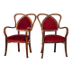 Chaises d'appoint vintage en bois et velours rouge en forme de cœur. Lot de 2. Années 1950.