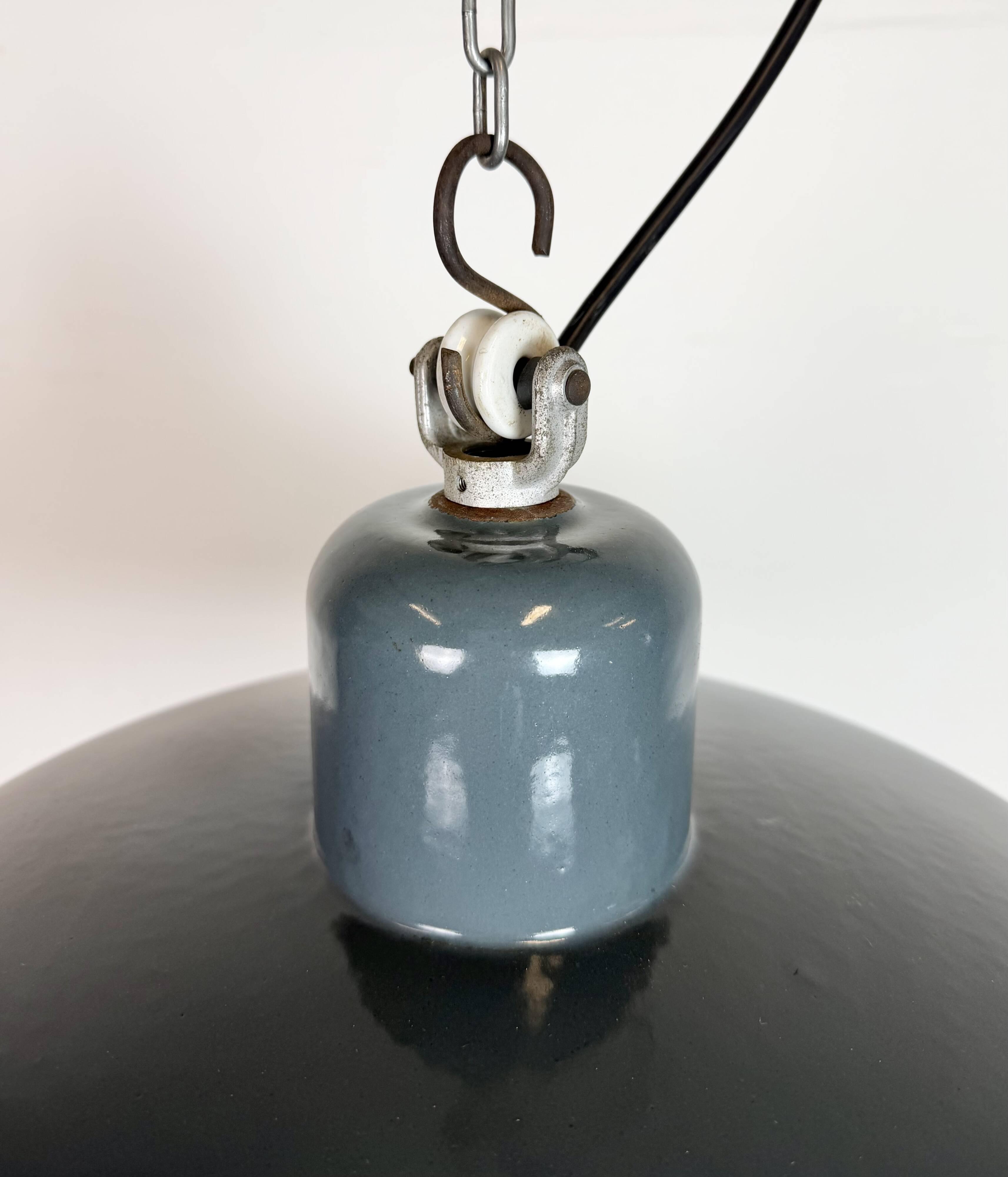 Industrial Grey Enamel Pendant Lamp from Siemens, 1930s