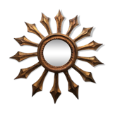 Miroir soleil bois dorée