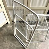 2 white metal "Ted Ned" folding chairs by Niels Gammelgaard for IKEA, 1980s