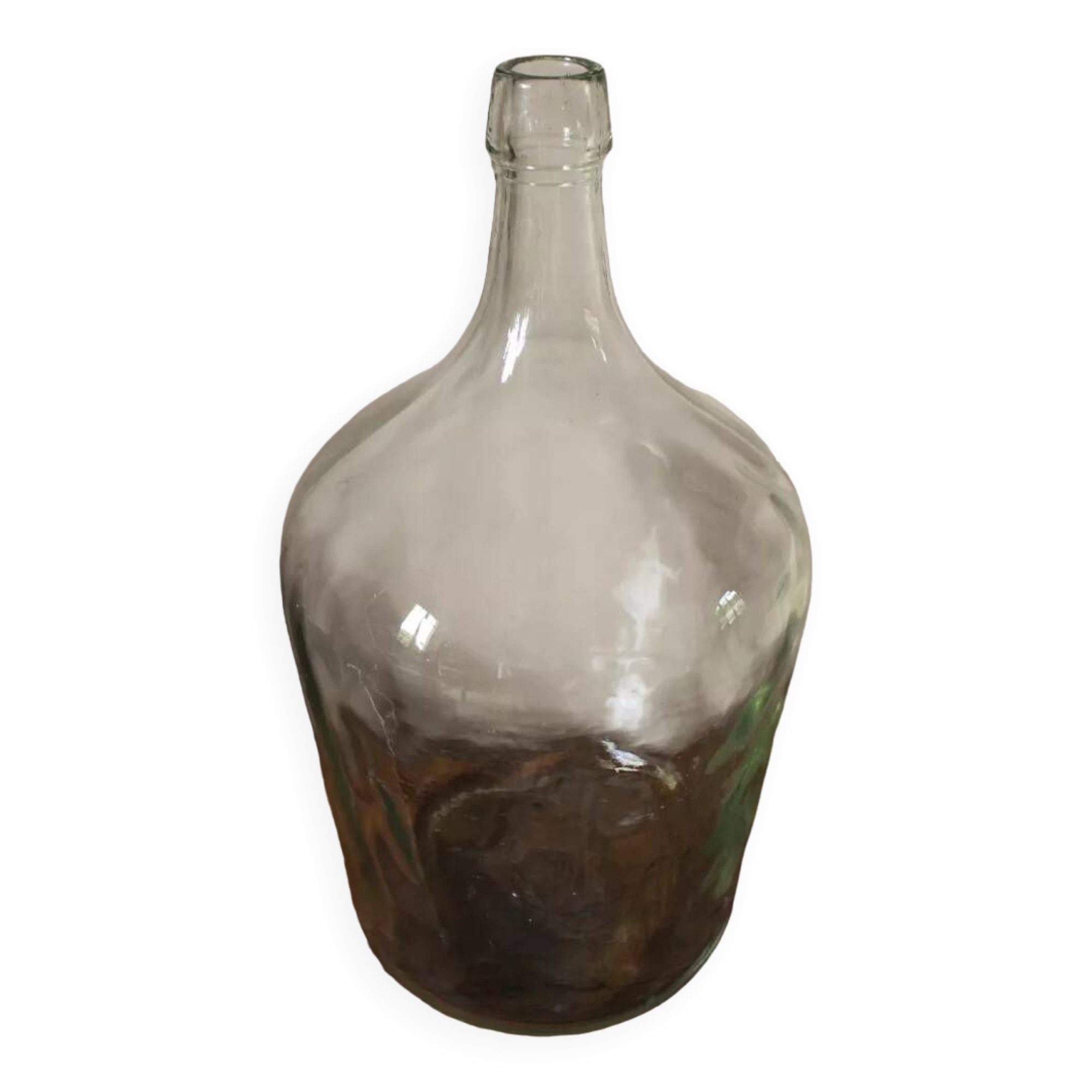 Ballon en verre, 5 lt. (dame-jeanne), avec cage en bois, sans bouchon