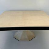 Italian Art Deco Style Square Parchment and Black Lacquer Table, 1980s