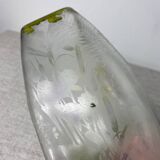 Acid-etched enamel vase with floral decoration