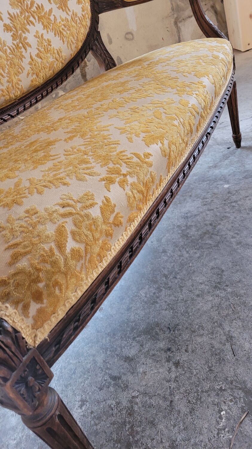 Louis XVI style sofa bench carved