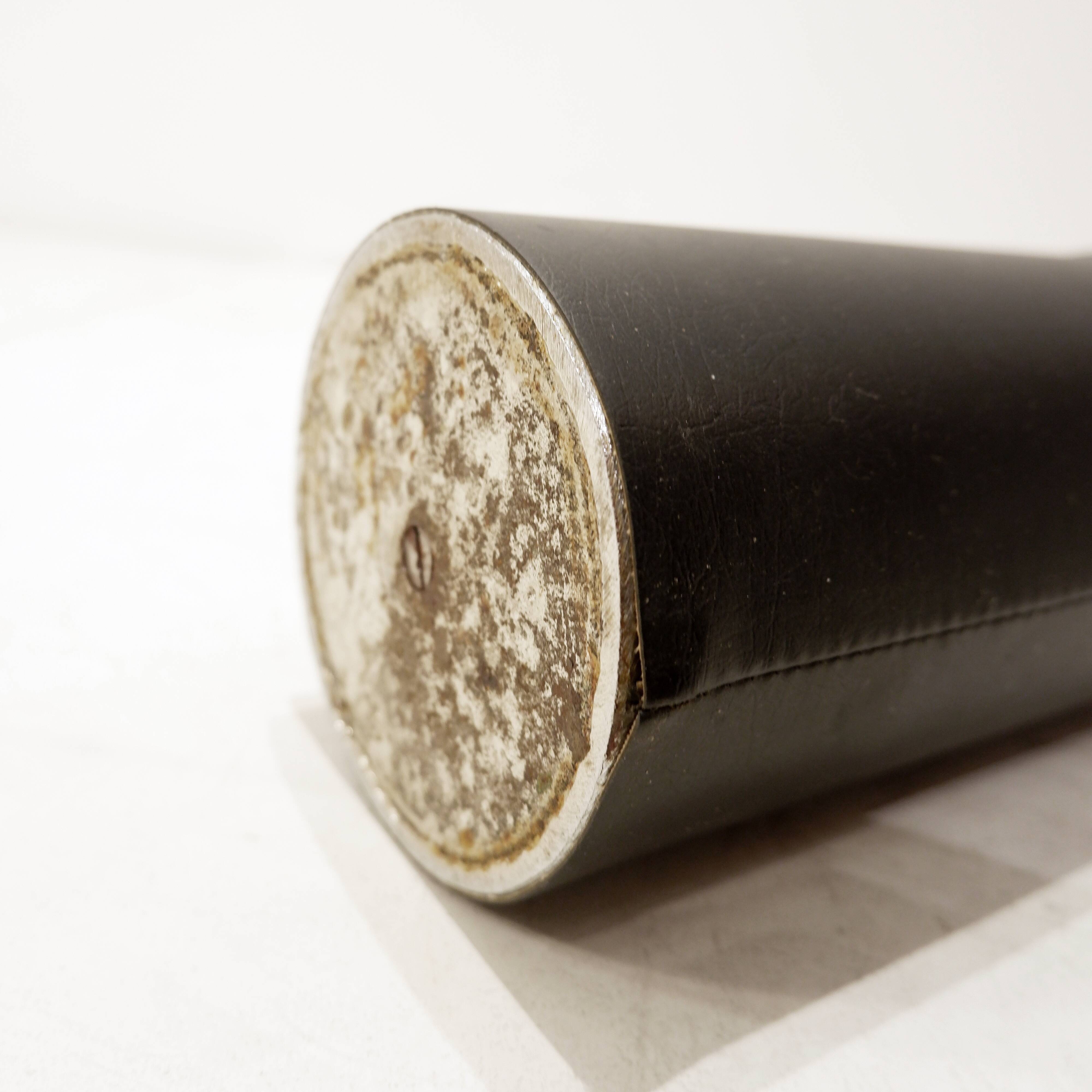 Steel and faux leather Cylinder Umbrella Stand - 1970s