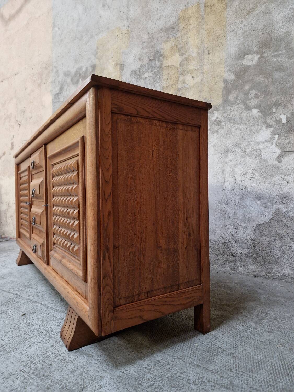 French Brutalist Art Deco Sideboard