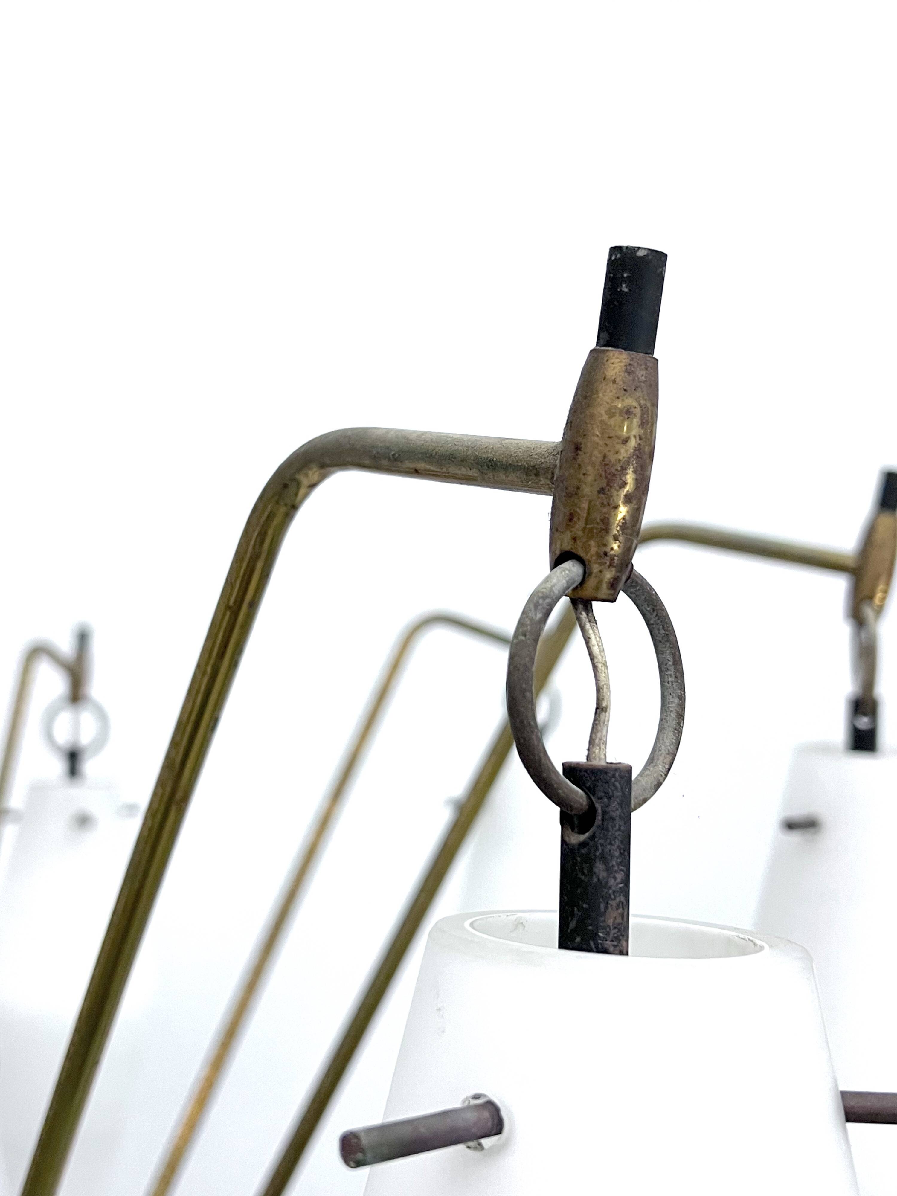 Mid-Century Large 8 arms Arredoluce manner chandelier. Italy 1950s