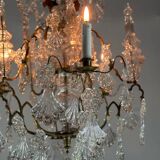 Cage chandelier, molded glass and bronze pendants, circa 1800