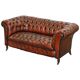 Small Victorian leather Chesterfield sofa
