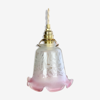 Vintage pink glass tulip lamp