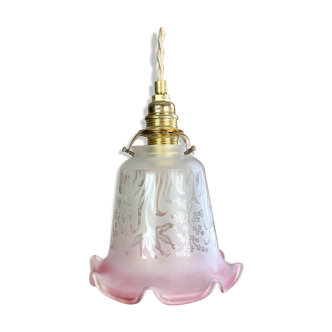 Vintage pink glass tulip lamp