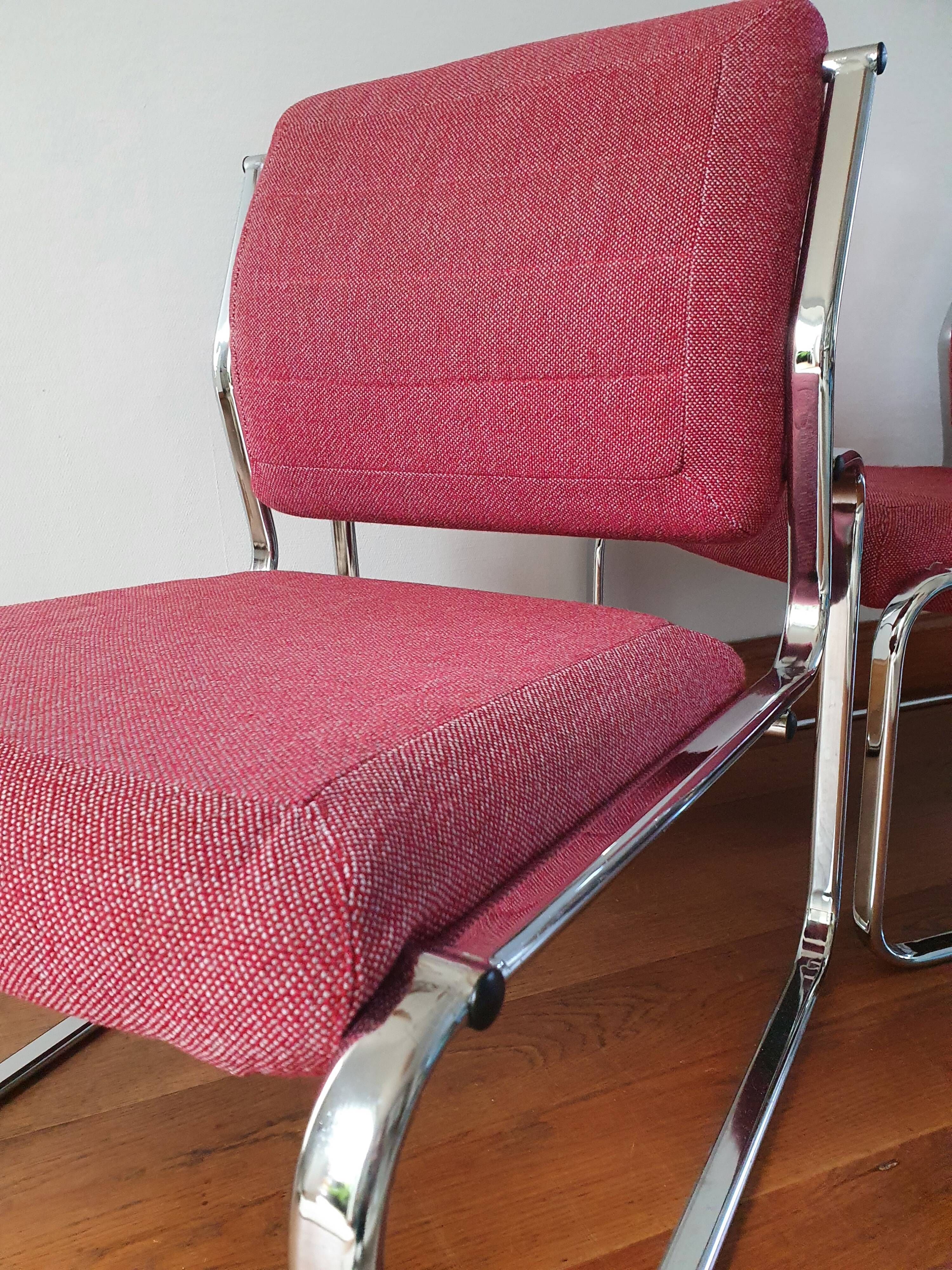Pair of Atal chrome low chairs 1970