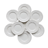 10 assiettes à dessert vintage en faïence ivoire au marli chantourné