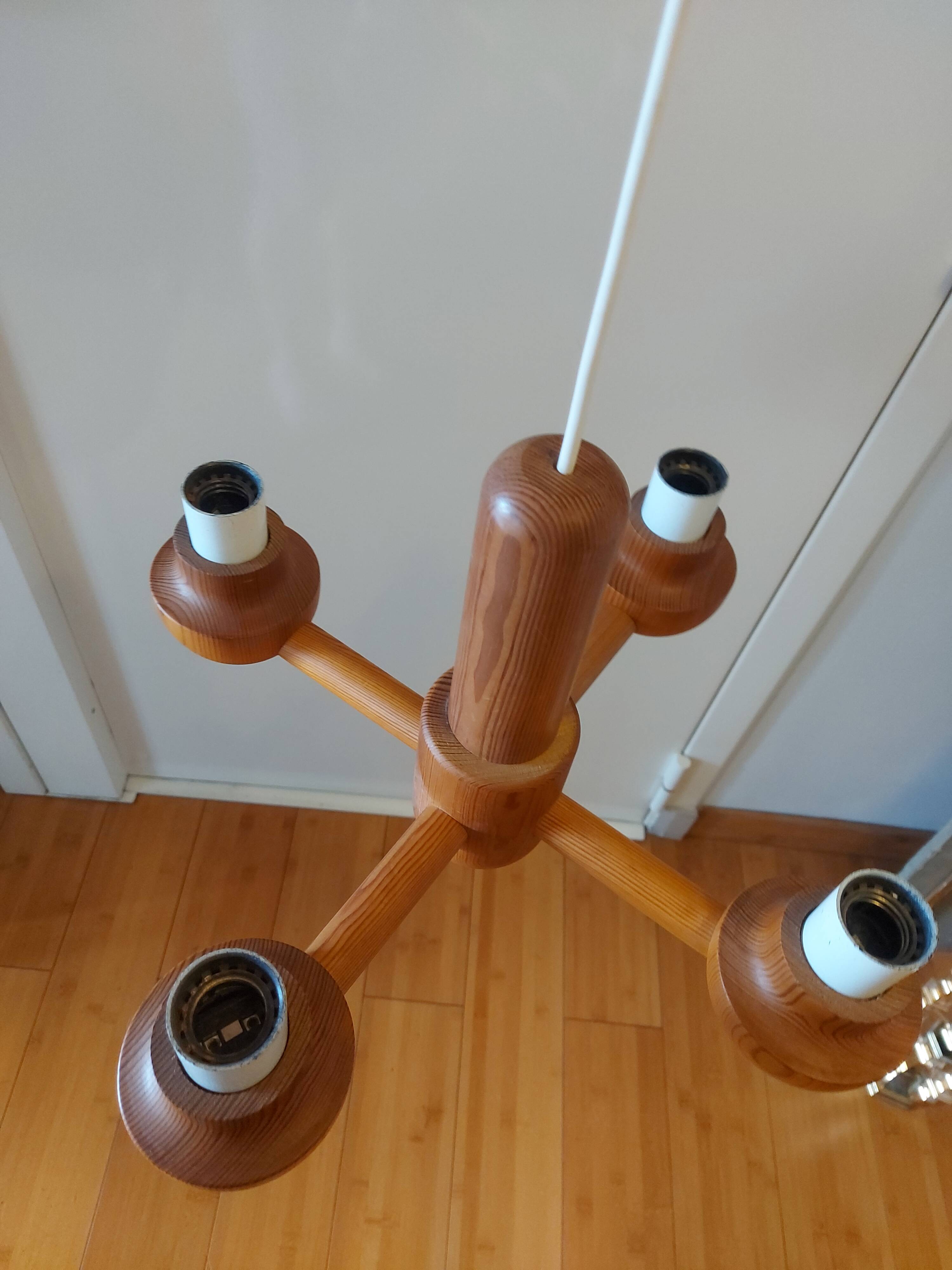 Vintage Ikea pine chandelier