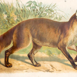 Affiche "hyène, renard" Th. Breidwiser pour Gerold & Sohn 1879