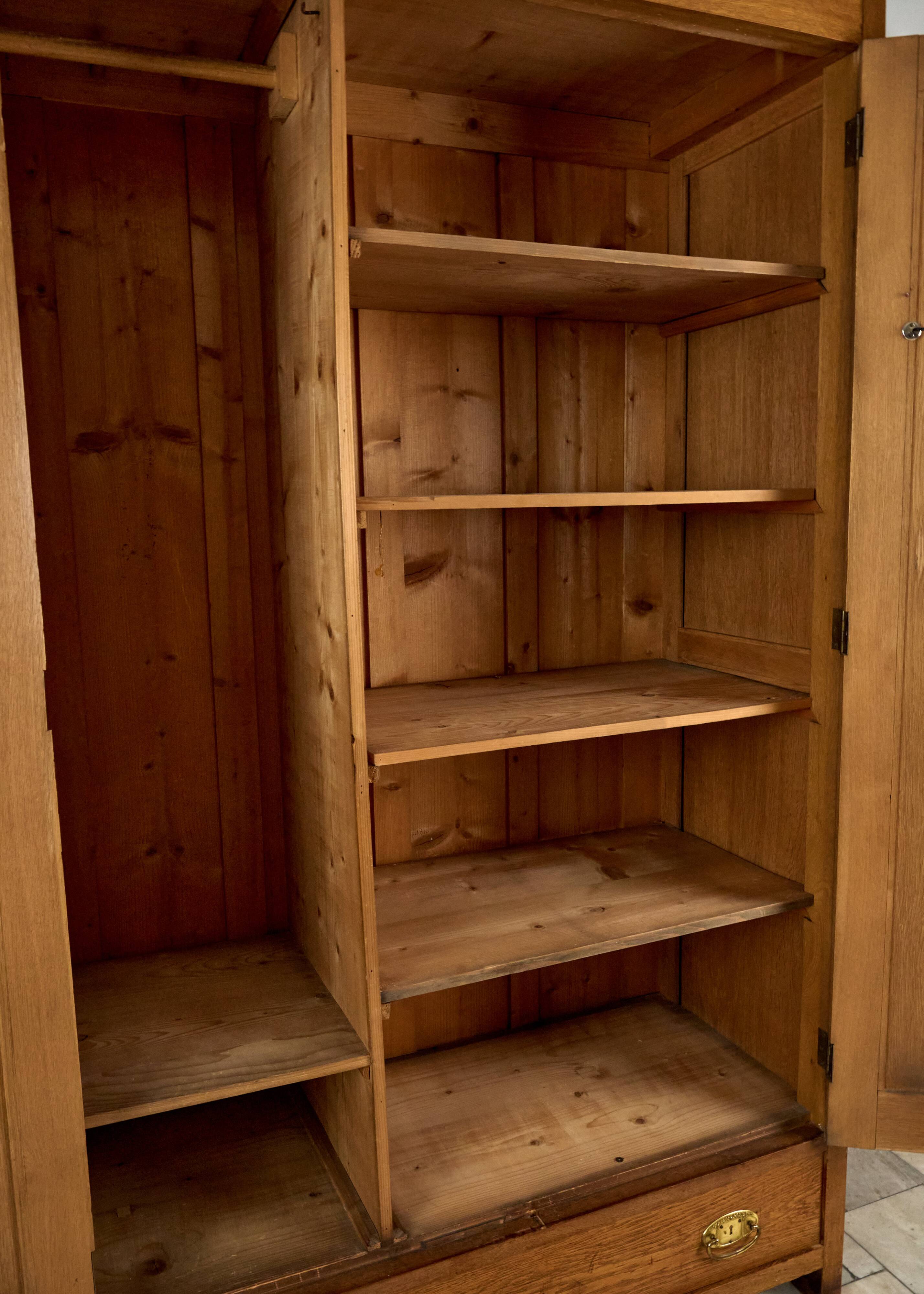 Vintage Wooden Wardrobe, 1930s, Czechoslovakia