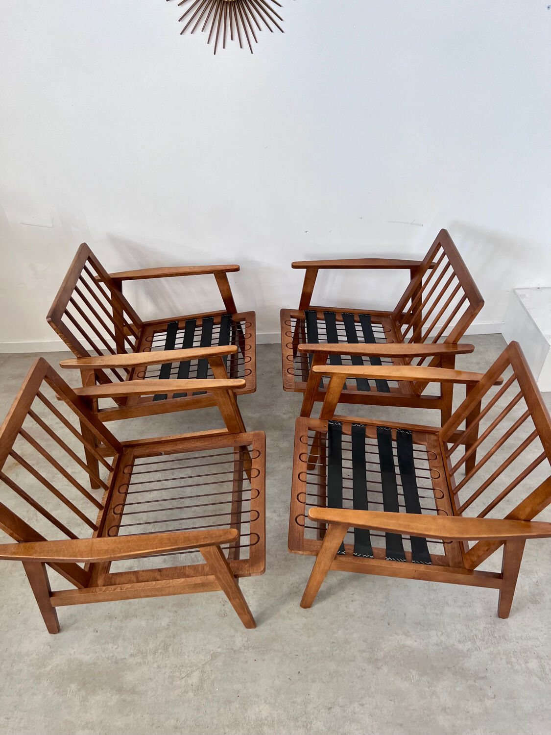 Set of 4 armchairs beech scandinavian