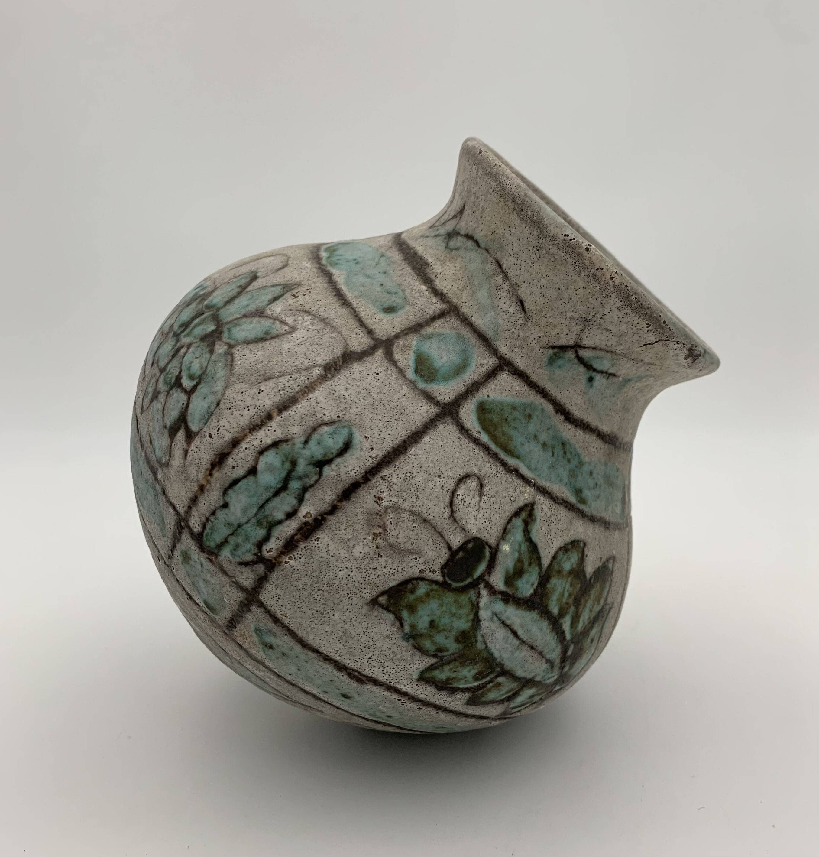 J. MASSIER, Vallauris - Antique enamelled stoneware vase - 1930s-1940s