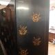 Paravent chinois bois laqué et marqueterie de pierre