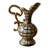 Ancien vase - Hubert Bequet - décor floral peint à la main - Made in Belgium