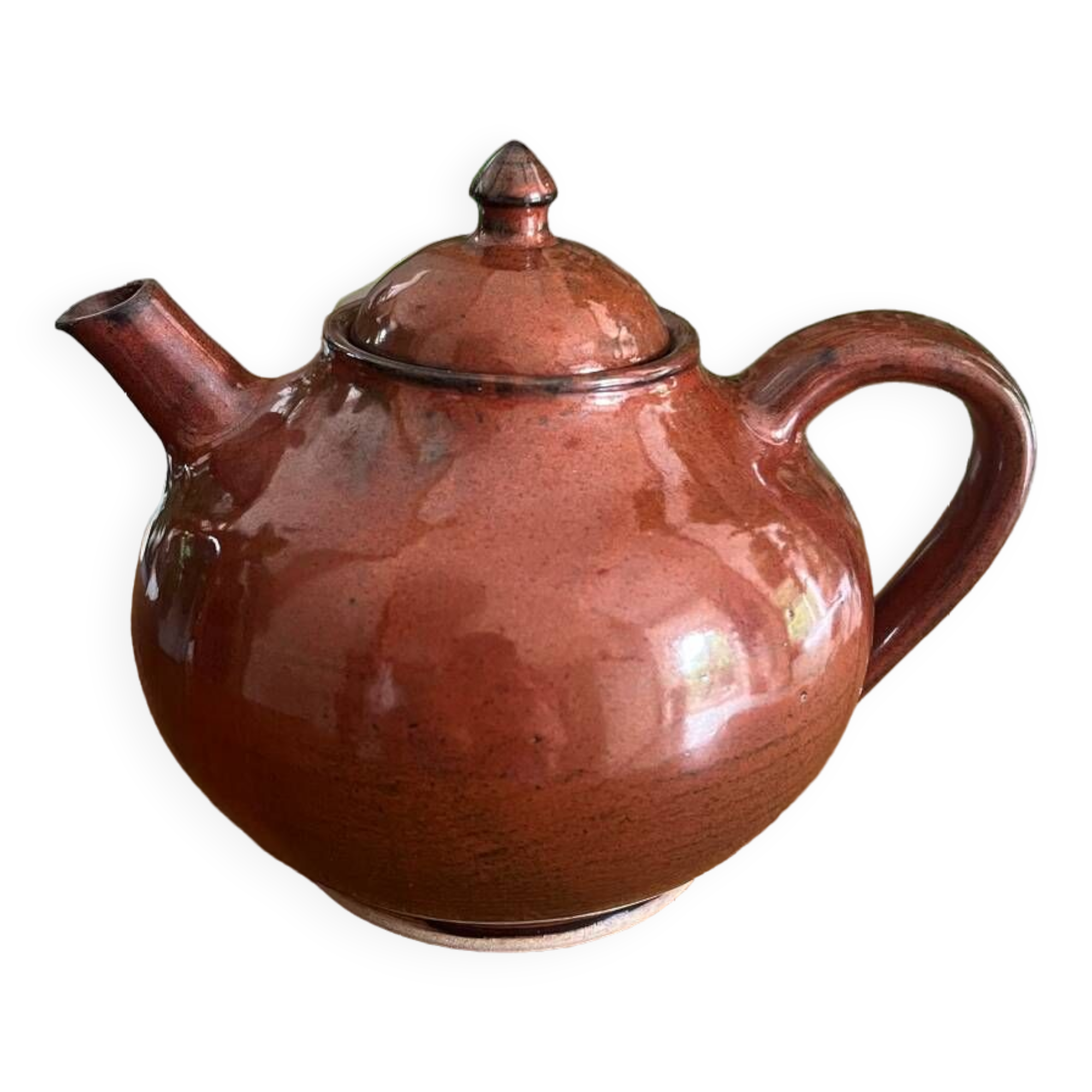 Brick red sandstone teapot from Saint Amand en Puisaye