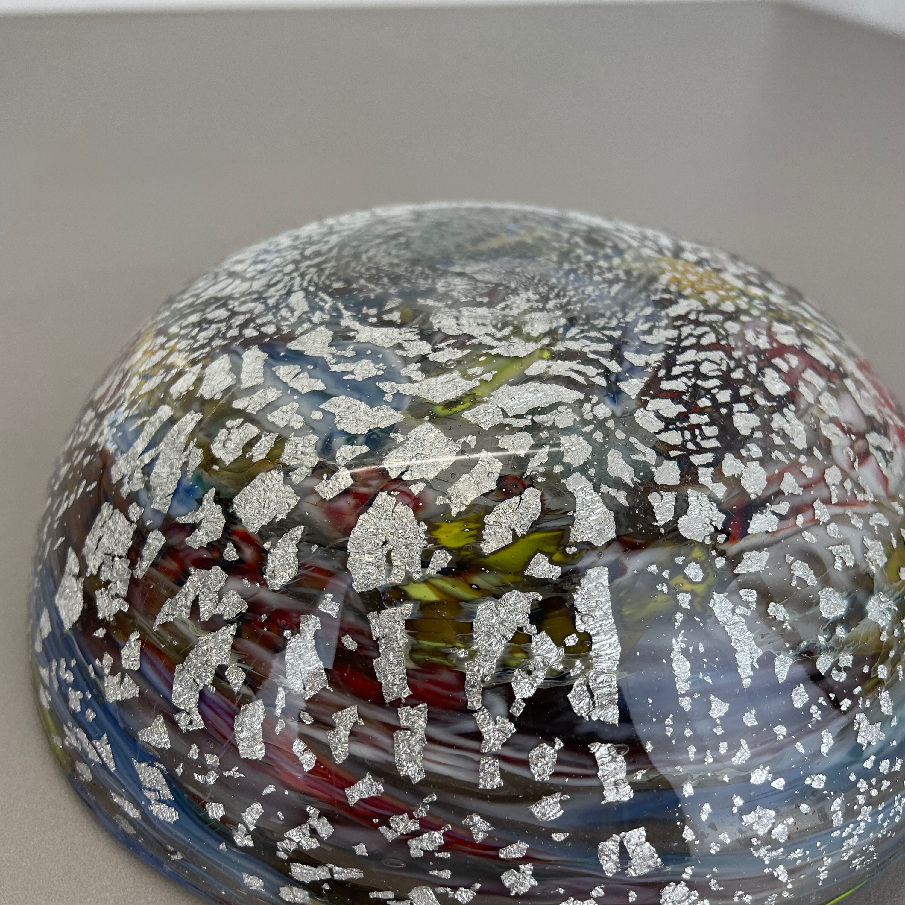 Bol en verre de Murano argent Flakes Shell Ashtray by Dino Martens Italie Années 1960