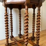 Pedestal table with octagonal tray in turned walnut