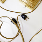 Pair of brass table lamps with black marble column - Art Deco style