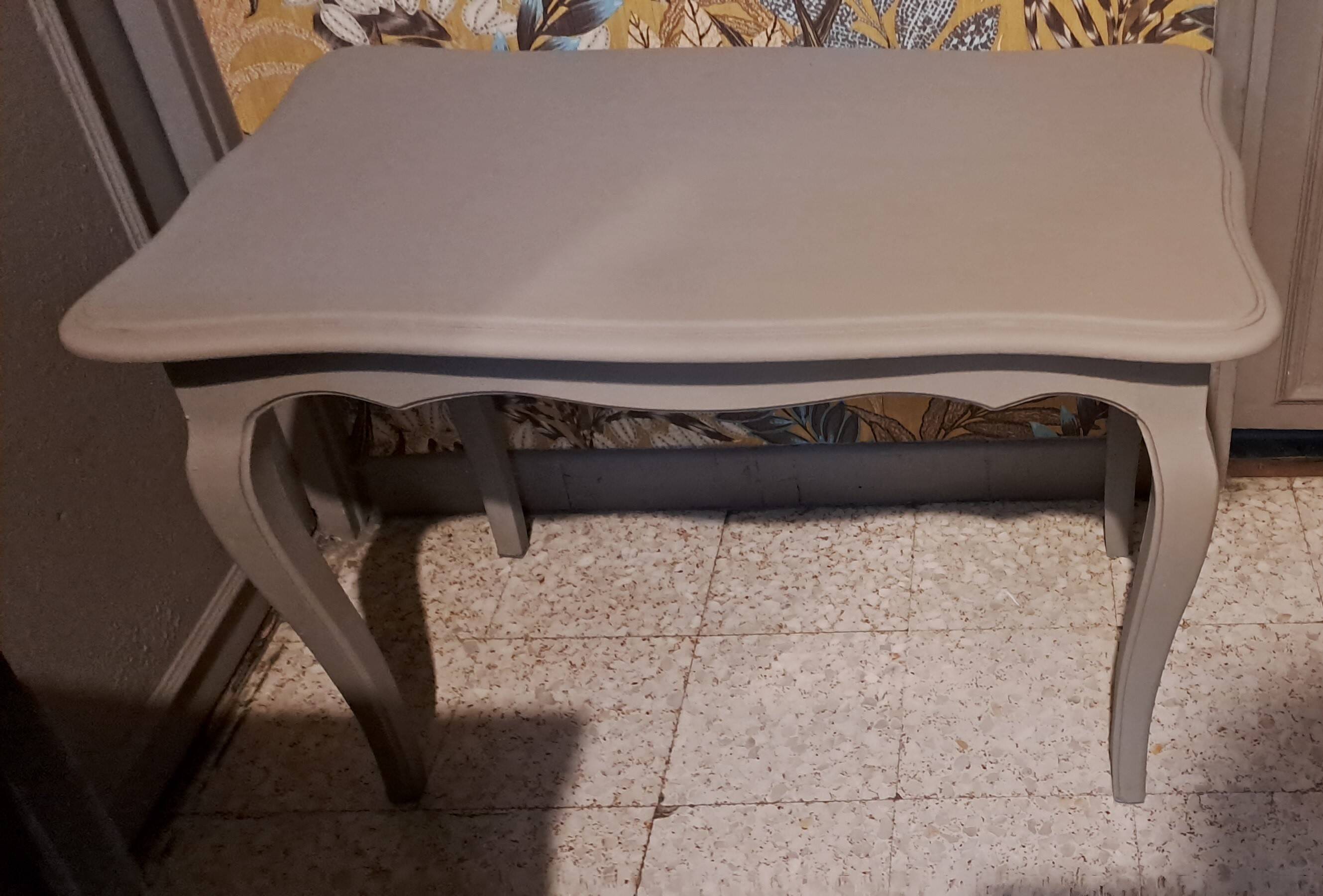 Rectangular solid wood coffee table painted gray 1960