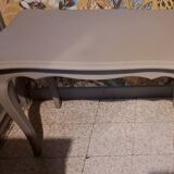 Rectangular solid wood coffee table painted gray 1960
