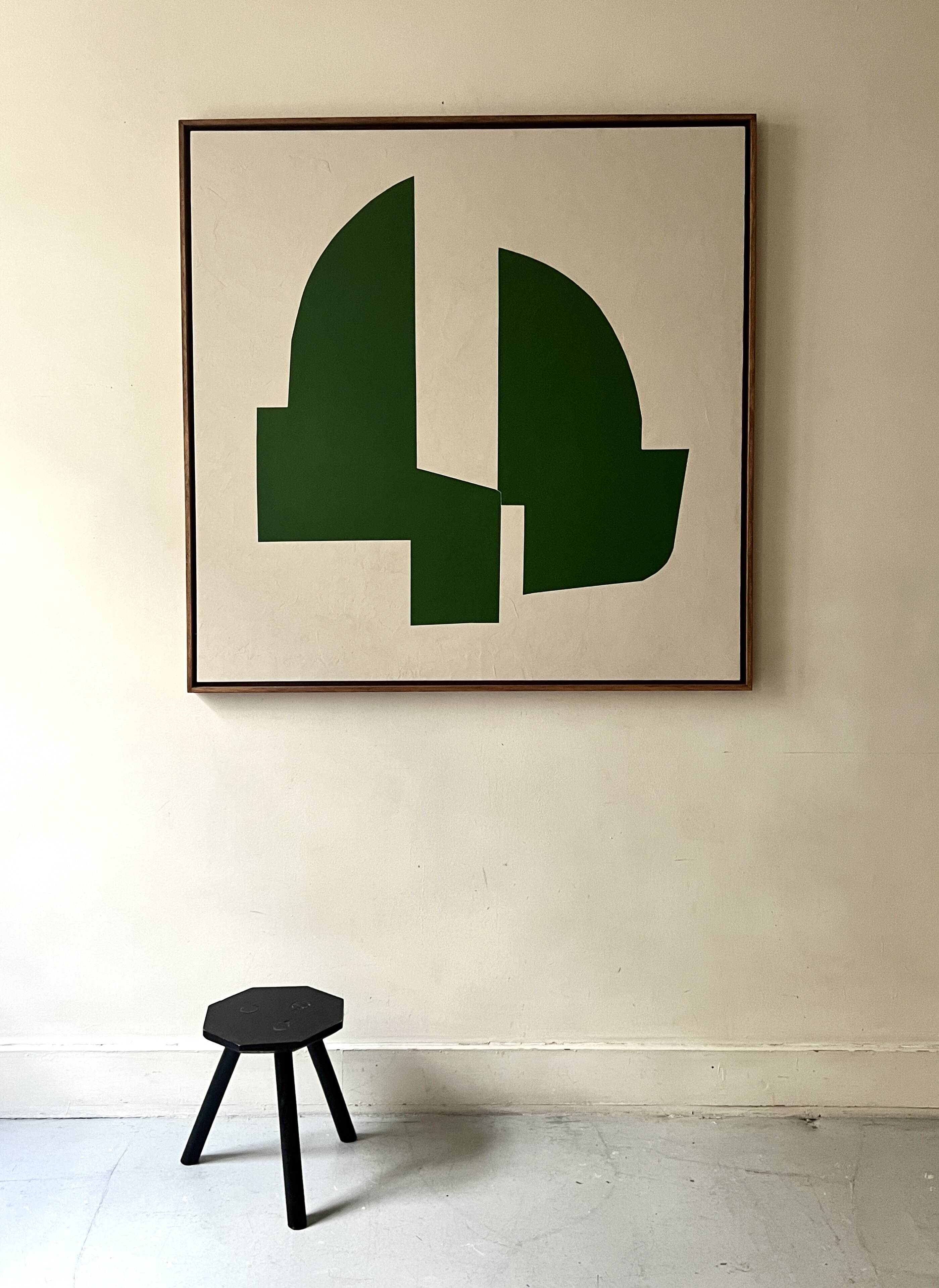 Large contemporary painting Green Forms Audrey Noel dated & signed