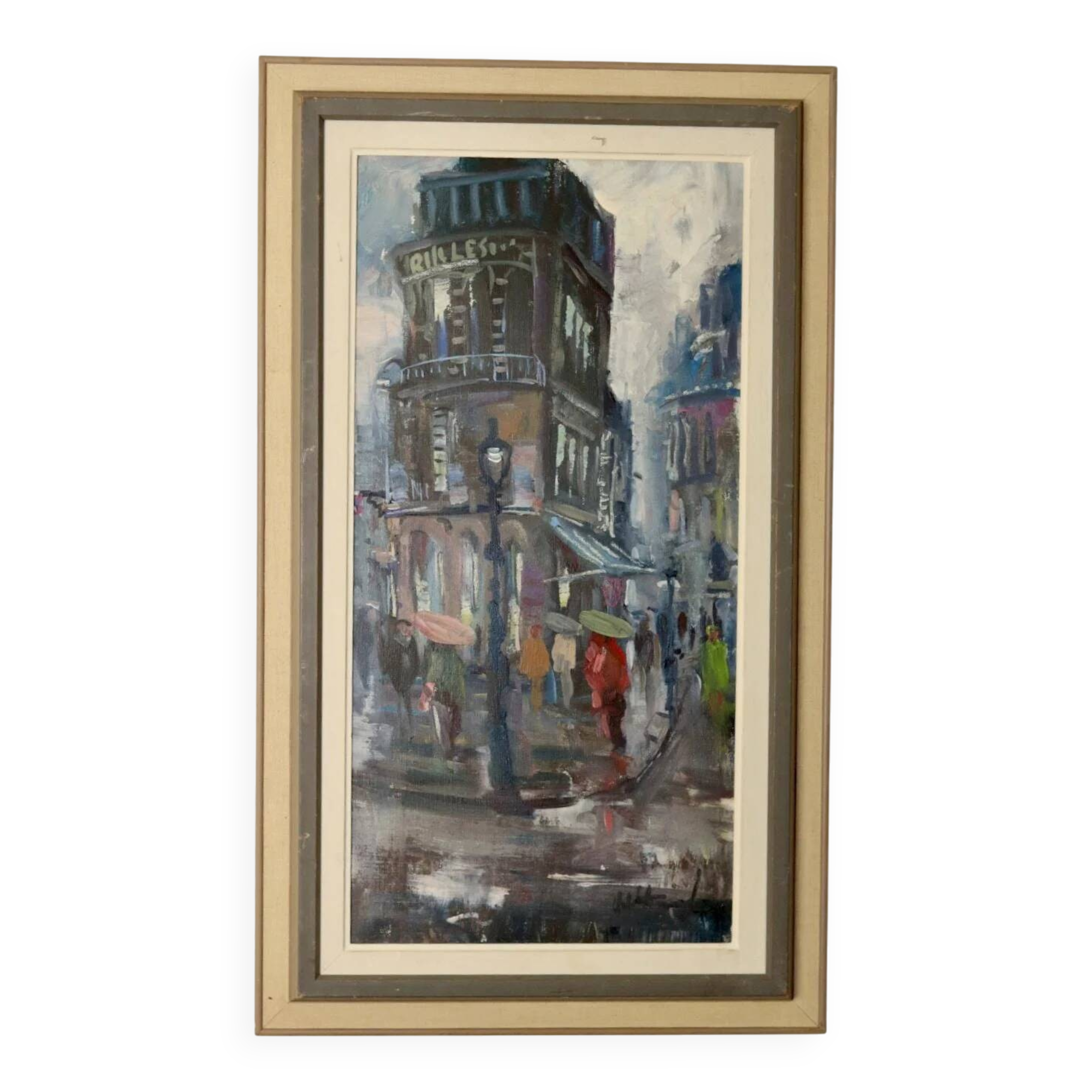 Peinture à l'huile sur panneau du milieu du siècle « Paris »