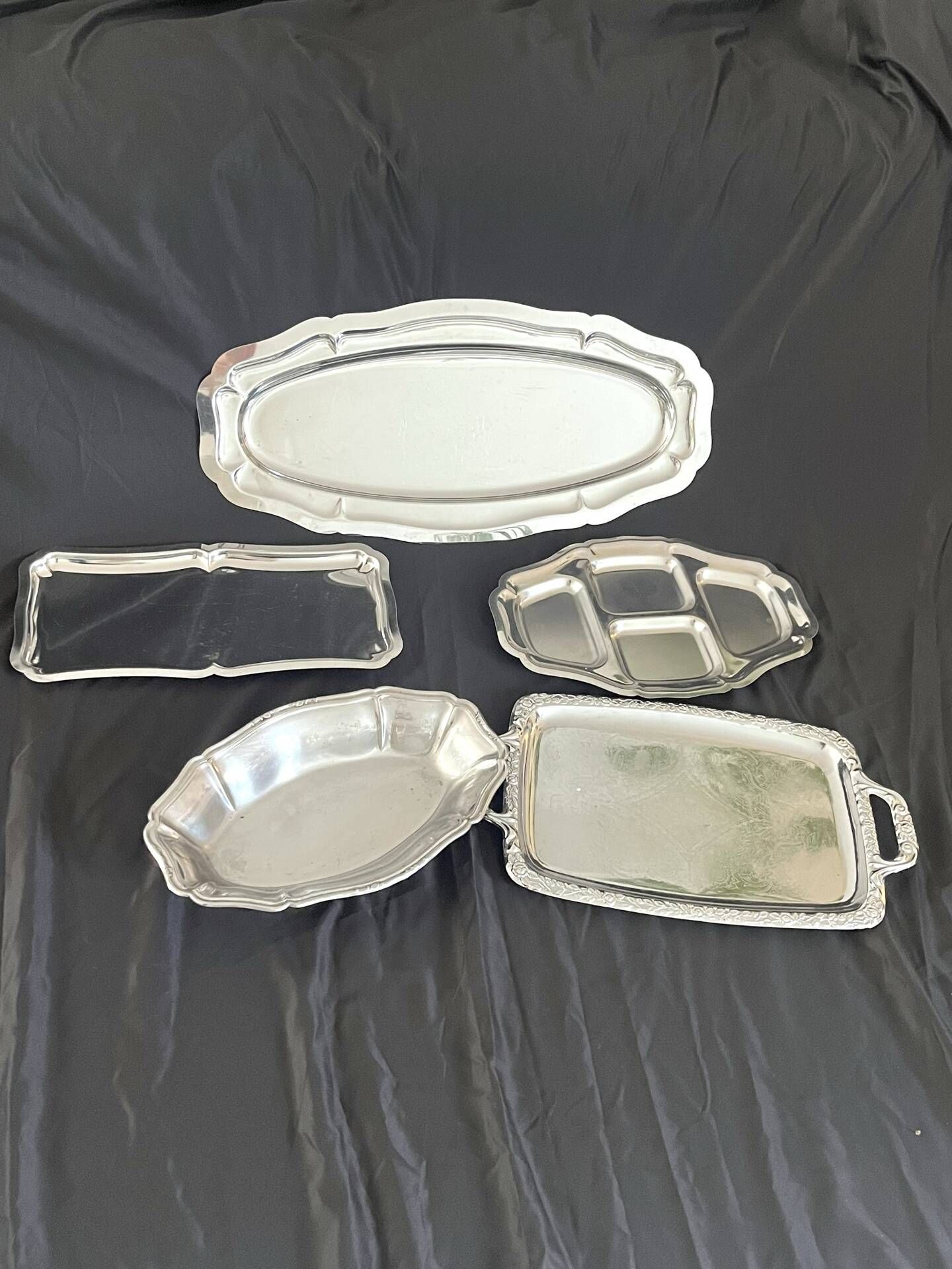 Serving Tray Set of 5, 1960s French Mid Century Tableware,