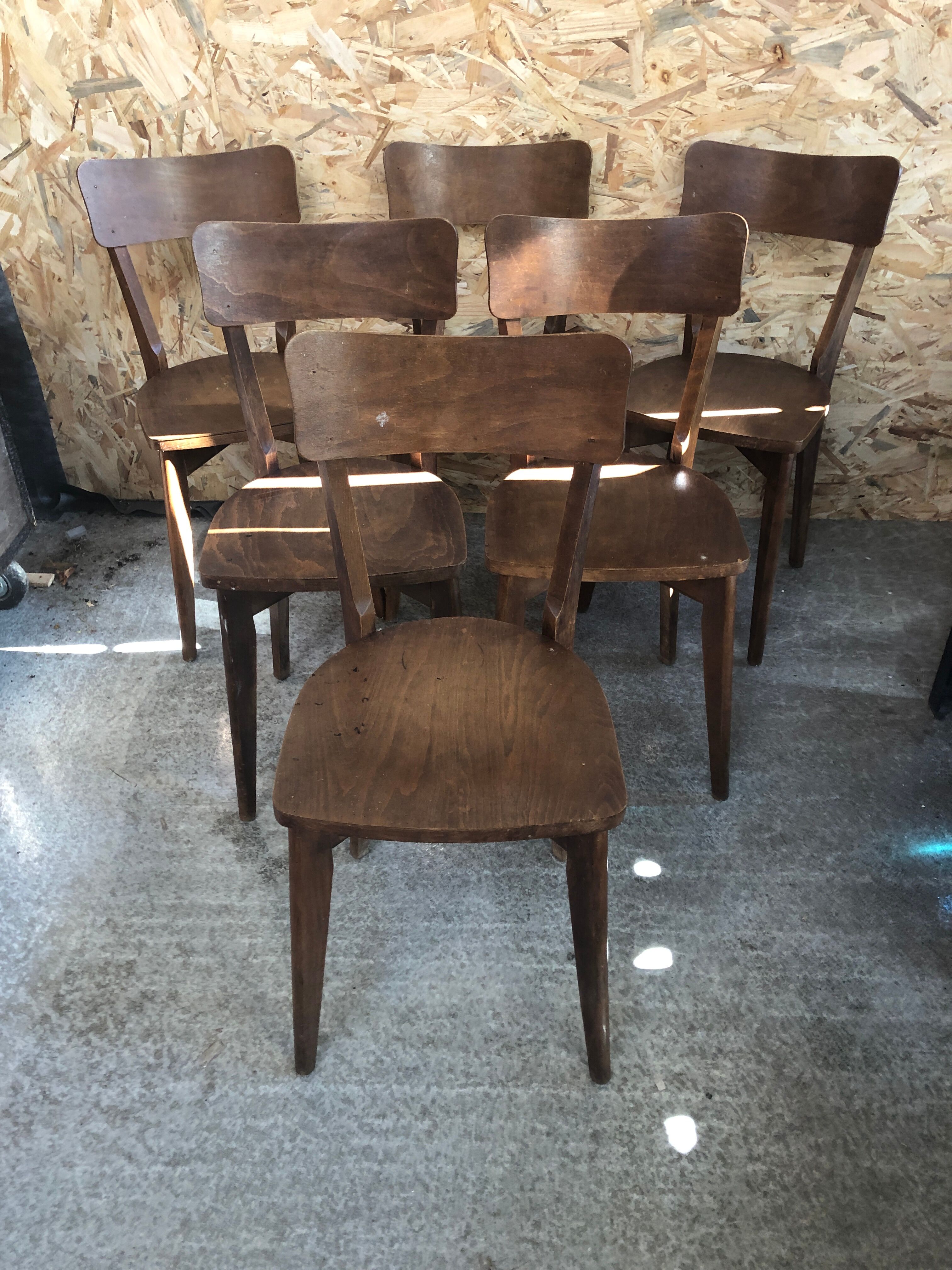 Série de 6 chaises bistrot scandinave bois vintage