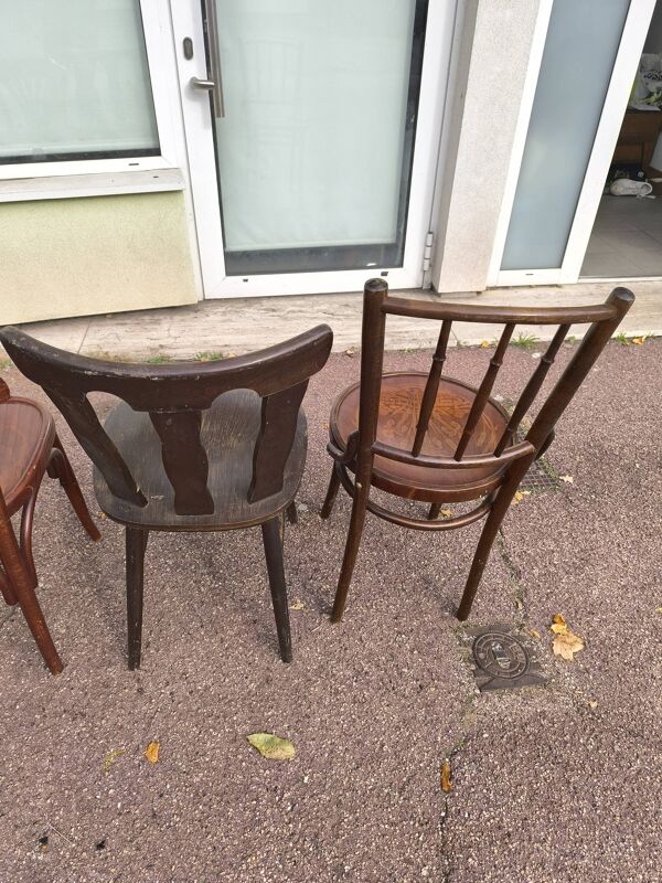 lot de 6 chaises bistrot dépareillées bois vintage