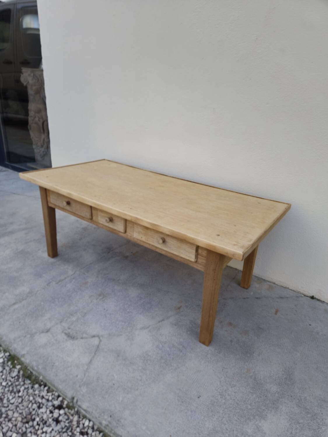 Rustic farmhouse coffee table in solid oak Aerogommer - 1m18.5