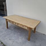 Table basse de ferme rustique en chêne massif Aérogommer - 1m18.5