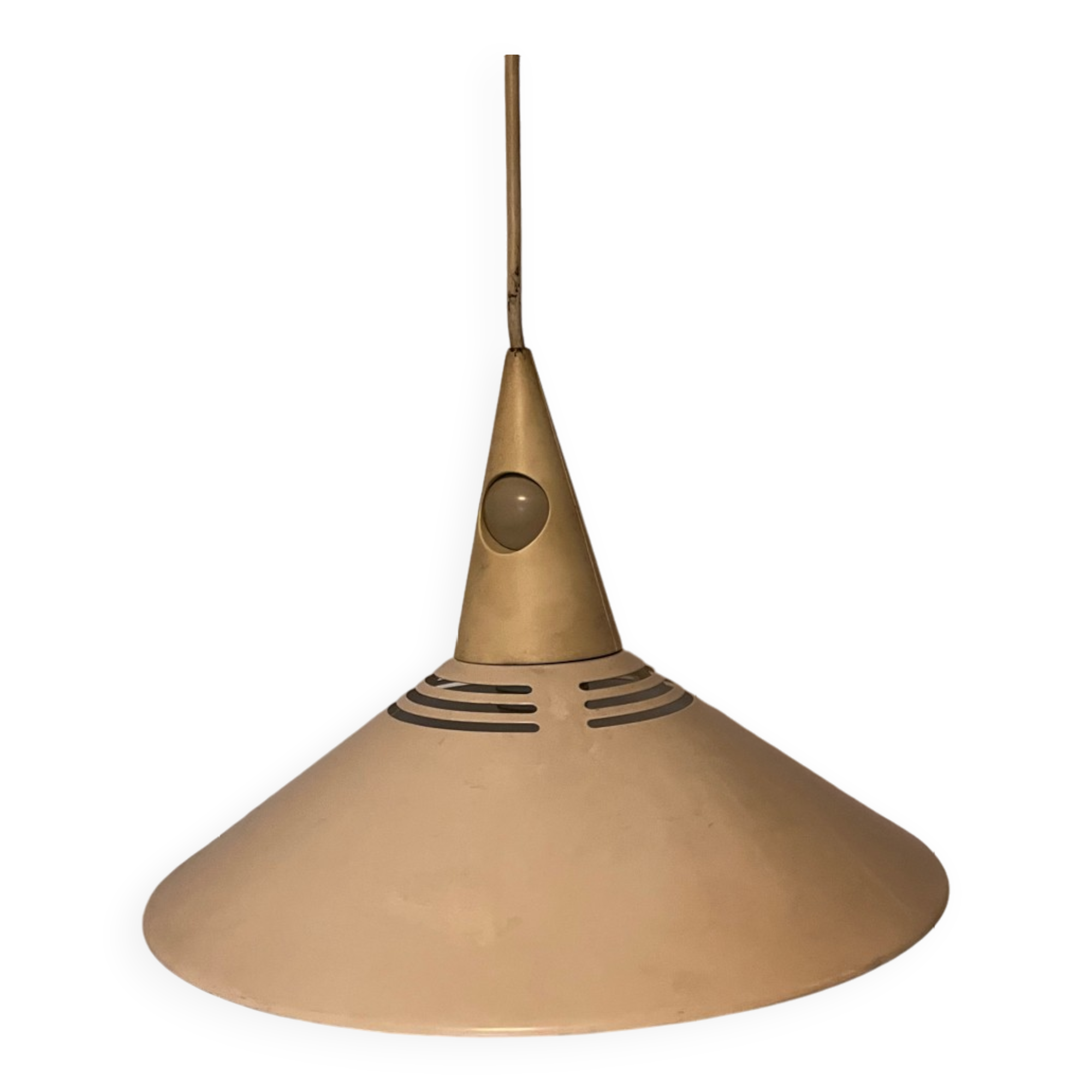 Beige metal pendant light, 1980s