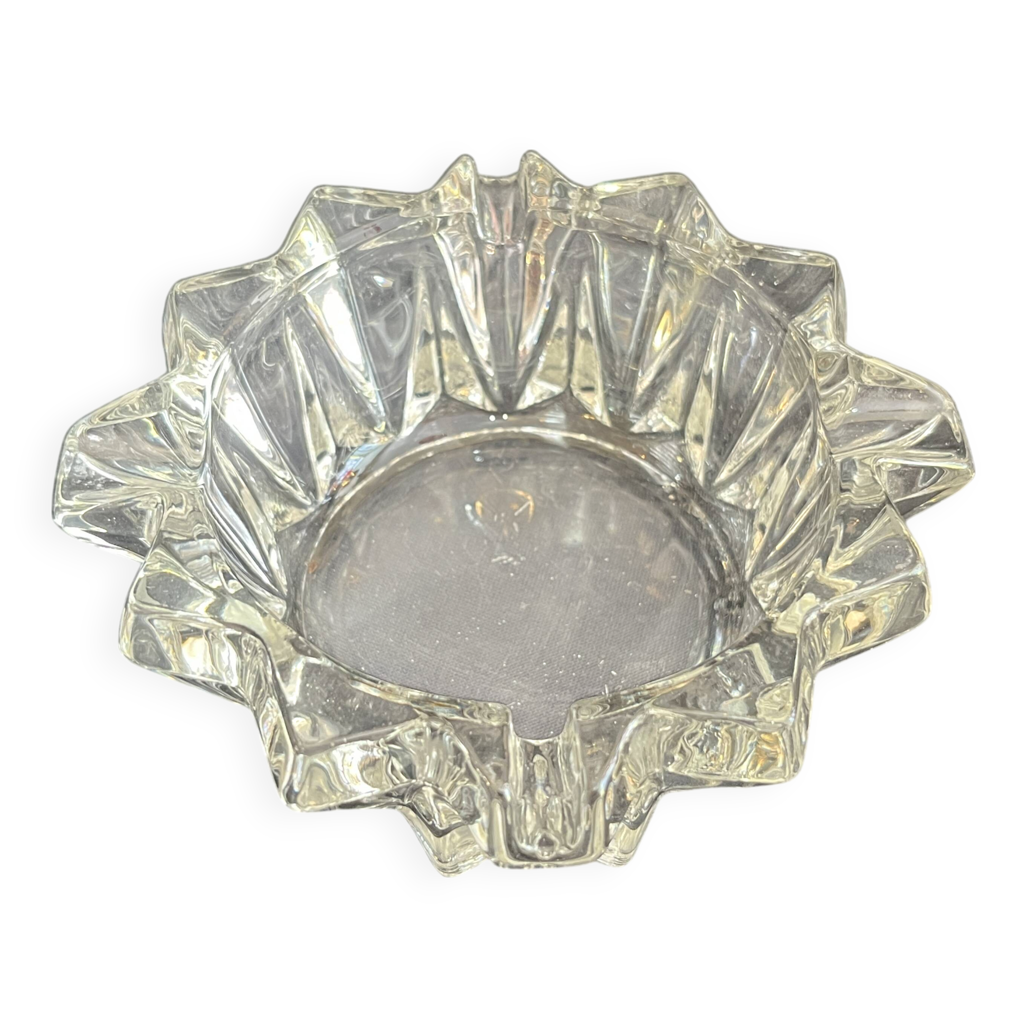 Art deco ashtray in old vintage molded glass glass pocket emptier