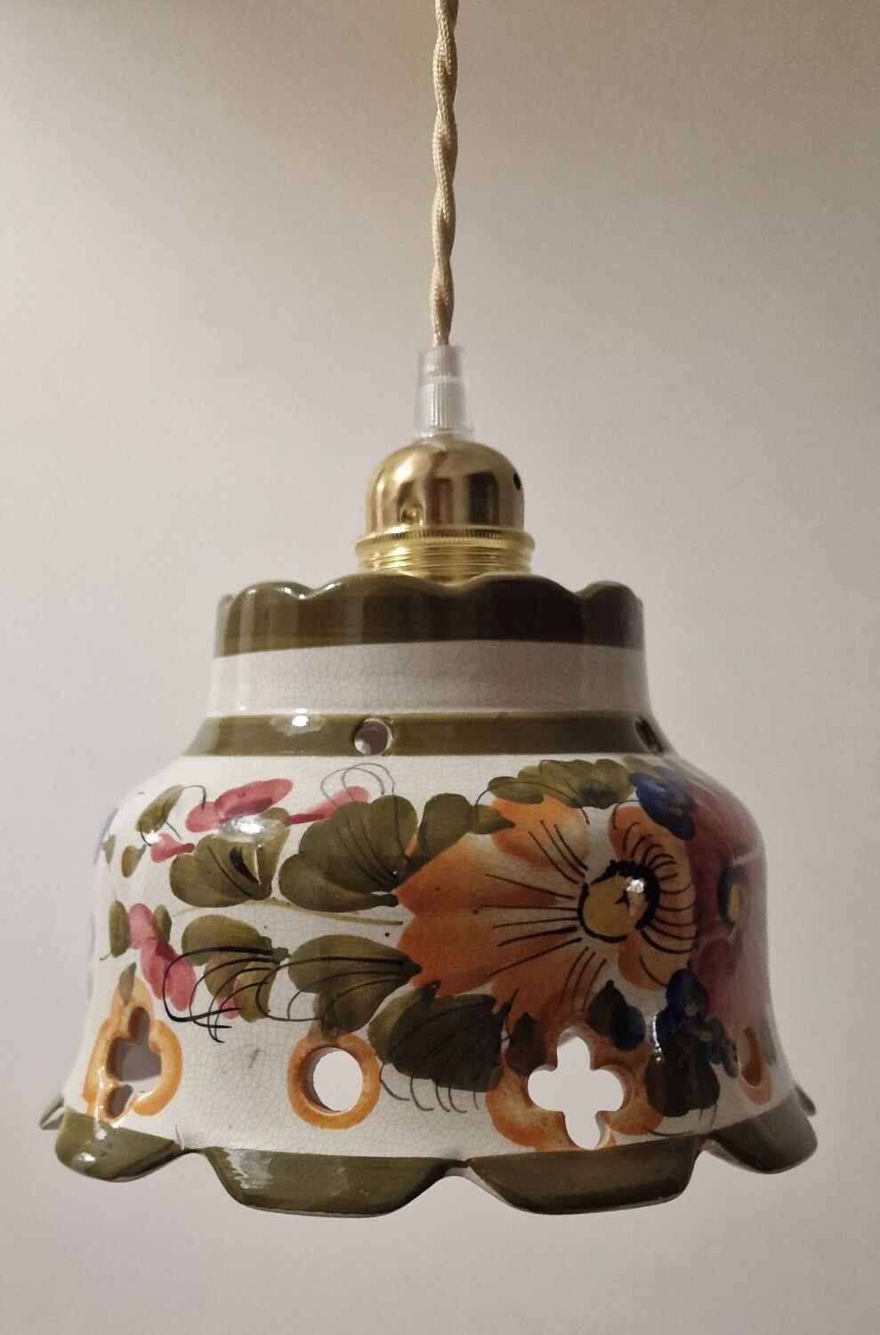 Rustic hand-painted pendant light