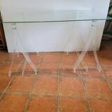 Plexiglas trestle desk from the 70s