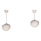 Set of 2 space age ''half sphere'' pendant lights in opaline vintage 1960